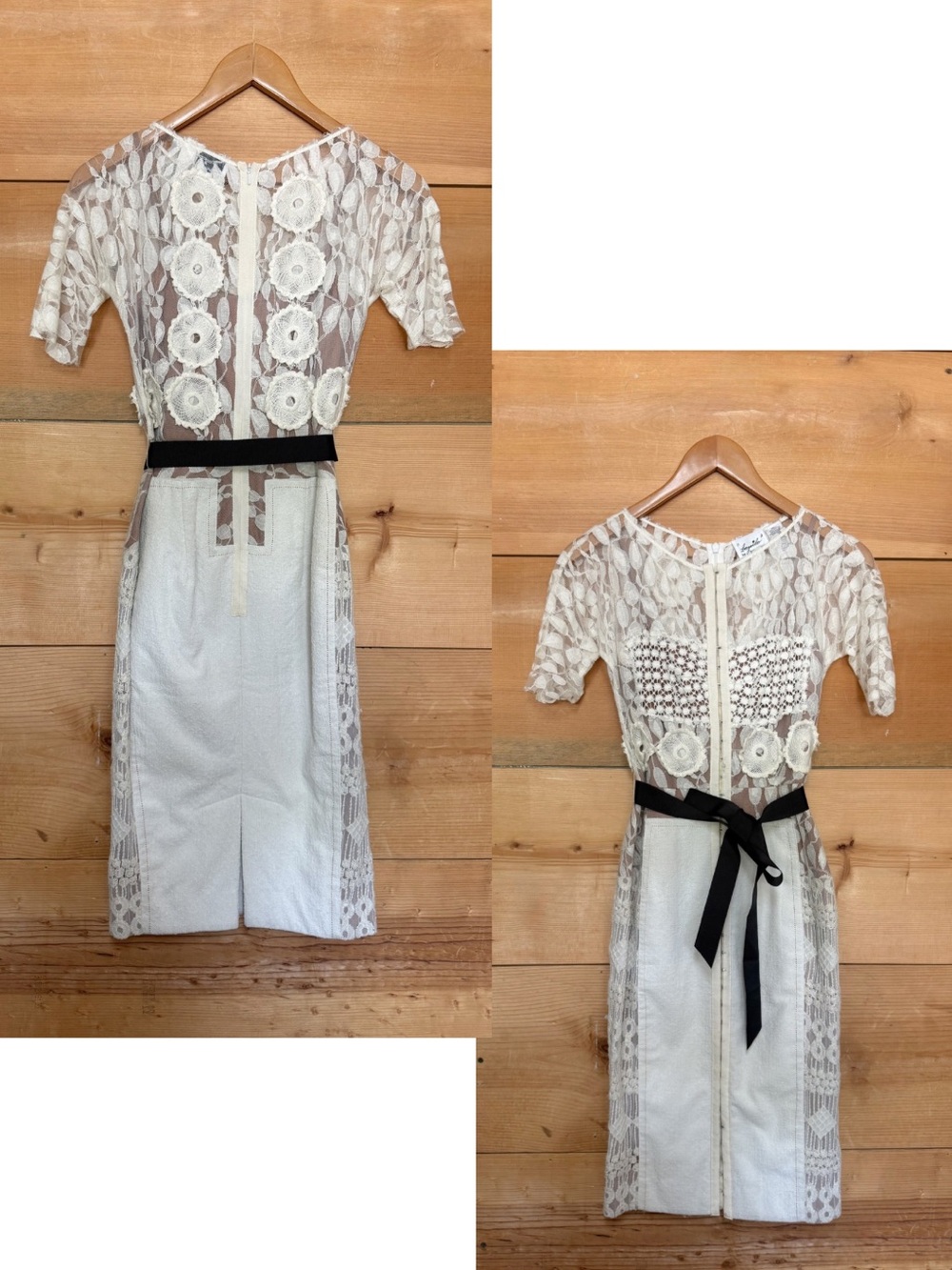 Beguile Byron Lars Cream embroidered Lace short sleeve Dress applique scoop